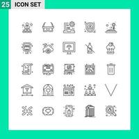 25 icônes créatives signes et symboles modernes du pavé de commande développement de cryptage de code personnel éléments de conception vectoriels modifiables vecteur