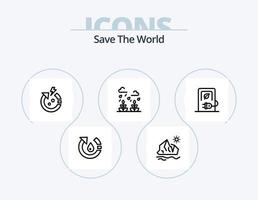 sauvez la conception d'icônes du pack 5 d'icônes de la ligne du monde. batterie. nuage. sauvegarder. des arbres. pouvoir vecteur