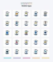 applications mobiles créatives pack d'icônes remplies de 25 lignes telles que le téléphone. date. apprentissage. calendrier. ordre du jour vecteur