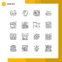 aperçu de l'interface mobile ensemble de 16 pictogrammes d'éléments de conception vectoriels modifiables de mode de chapeau de paille de développement à base de plantes spa vecteur