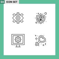 symboles d'icônes universels groupe de 4 couleurs plates modernes de la sécurité des yeux entreprise production divertissement éléments de conception vectoriels modifiables vecteur