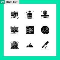 pack d'icônes vectorielles stock de 9 signes et symboles de ligne pour les outils de traitement projet de miroir de salon de beauté éléments de conception vectoriels modifiables vecteur