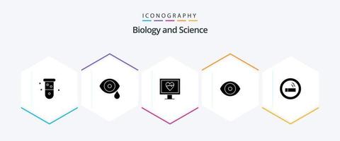 pack d'icônes de 25 glyphes de biologie, y compris la biologie. laboratoire. science. œil. impulsion vecteur