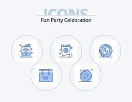 pack d'icônes bleu fête 5 conception d'icônes. musique. enfant. faire la fête. vacances. faire la fête vecteur