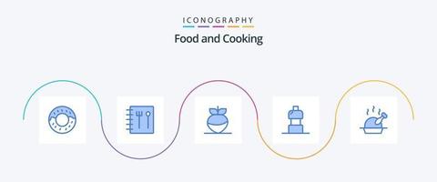 pack d'icônes bleu alimentaire 5 comprenant. boire. rôti vecteur