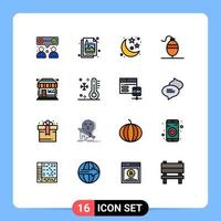 pack d'icônes vectorielles stock de 16 signes et symboles de ligne pour le marché de la boutique lune pêche bobber éléments de conception vectoriels créatifs modifiables vecteur