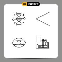 pack de lignes vectorielles modifiables de 4 couleurs plates simples de la face chromosomique modification génétique vision gauche éléments de conception vectoriels modifiables vecteur