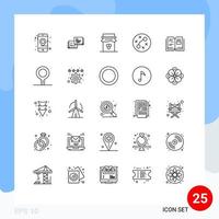 pack de 25 signes et symboles de lignes modernes pour les supports d'impression Web tels que les germes de petit déjeuner d'infection de livre thanksgiving éléments de conception vectoriels modifiables vecteur