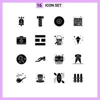 ensemble de 16 symboles d'icônes d'interface utilisateur modernes signes pour l'édition des éléments de conception vectoriels modifiables du site Web de soins de santé du disque de soins vecteur
