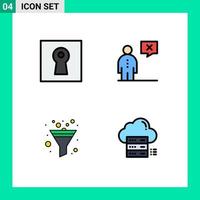 symboles d'icônes universels groupe de 4 couleurs plates de ligne de remplissage modernes d'éléments de conception vectoriels modifiables de sécurité de filtre de clé d'entreprise vecteur
