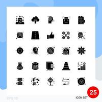 ensemble de pictogrammes de 25 glyphes solides simples de shopping ecommerce se concentrant sur les solutions panier se concentrant sur des éléments de conception vectoriels modifiables vecteur