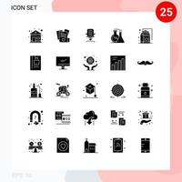 25 concept de glyphe solide pour les sites Web mobiles et applications laboratoire alimentaire bras réaction bureau éléments de conception vectoriels modifiables vecteur