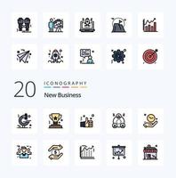 20 nouveaux packs d'icônes de couleur remplies de lignes d'affaires comme la solution d'employé d'entreprise de groupe d'horloge vecteur