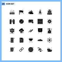 symboles d'icônes universelles groupe de 25 glyphes solides modernes de la technologie de la boutique lancement de l'espace cloud éléments de conception vectoriels modifiables vecteur