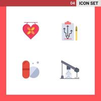 ensemble moderne de 4 icônes plates pictogramme d'éléments de conception vectorielle modifiables de tablette de stratégie de mariage médical vecteur