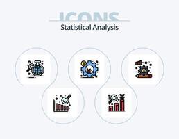 pack d'icônes rempli de ligne d'analyse statistique 5 conception d'icônes. analyse. finance. recherche. diagramme. évaluation des données vecteur