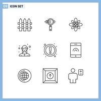 aperçu de l'interface mobile ensemble de 9 pictogrammes d'attention dame décorer des éléments de conception vectoriels modifiables holi féminins vecteur