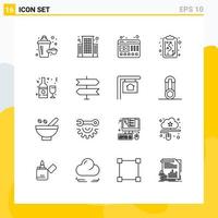 aperçu de l'interface mobile ensemble de 16 pictogrammes d'éléments de conception vectoriels modifiables de stratégie d'alcool web de boisson en verre vecteur