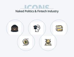 politique nue et ligne de l'industrie fintech remplie pack d'icônes 5 conception d'icônes. paiement. mobile. l'Internet. réforme. revenu vecteur