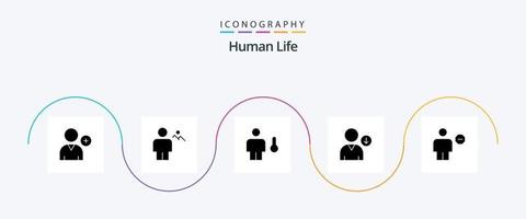 pack d'icônes de glyphe humain 5 comprenant un bloc. utilisateur. avatar. suivant. température vecteur