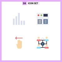 ensemble de 4 pack d'icônes plates commerciales pour la connexion geste flèche shopping éléments de conception vectoriels modifiables vecteur