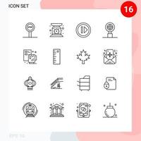 ensemble de 16 symboles universels du processus de fichier éléments de conception vectoriels modifiables internet créatifs vecteur