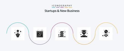 startups et nouveau pack d'icônes de glyphe d'entreprise 5, y compris la finance. espèces. jetons. succès. trophée vecteur