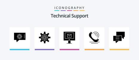 support technique pack d'icônes glyphe 5, y compris le client. bulles. poster. prestations de service. communication. conception d'icônes créatives vecteur