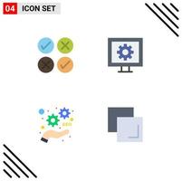 4 concept d'icône plate pour les sites Web mobiles et les applications marketing créatif tick tv optimiser les éléments de conception vectoriels modifiables vecteur