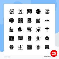 pack de 25 signes et symboles de glyphes solides modernes pour les supports d'impression Web tels que la configuration de blog compte d'argent molécule éléments de conception vectoriels modifiables vecteur