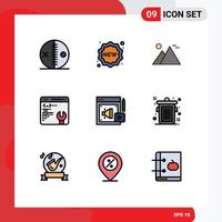 9 icônes créatives signes et symboles modernes de page web shopping développement pyramide éléments de conception vectoriels modifiables vecteur