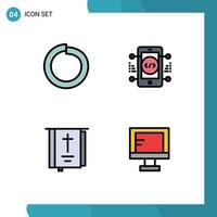 groupe de 4 signes et symboles de couleurs plates remplies pour les éléments de conception vectoriels modifiables web de codage croisé de boulon vecteur