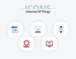 pack d'icônes plat internet des objets 5 conception d'icônes. internet des objets. montre intelligente. contrôle. lumière. alarme vecteur