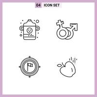 Pack de 4 lignes d'interface utilisateur de signes et symboles modernes d'éléments de conception vectoriels modifiables de drapeau masculin de sexe d'entreprise de bébé vecteur