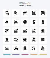 creative home and living pack d'icônes noires unies de 25 glyphes tels que des meubles. vie. maison. maison. bureau vecteur