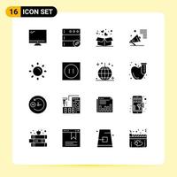 interface mobile ensemble de glyphes solides de 16 pictogrammes de marketing de cadeaux mégaphone éléments de conception vectoriels modifiables islamiques vecteur