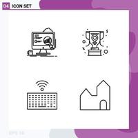 groupe de 4 couleurs plates remplies modernes définies pour le matériel d'analyse ordinateur portable touches de récompense éléments de conception vectoriels modifiables vecteur