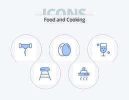 pack d'icônes bleues alimentaires 5 conception d'icônes. en buvant. tasse. boire. vie. poulet vecteur