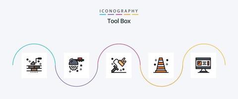 ligne d'outils remplie de 5 icônes plates, y compris la construction. architecture. colorant. vlc. construction vecteur