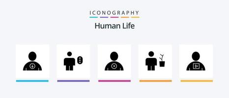 pack d'icônes de glyphe humain 5 comprenant le corps. pot. supprimer. usine. corps. conception d'icônes créatives vecteur