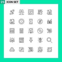 ensemble moderne de 25 lignes pictogramme d'image conception d'éléments de conception vectoriels modifiables d'image créative humaine vecteur