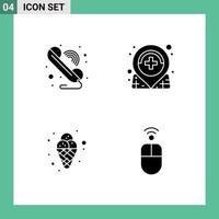 4 icônes créatives signes et symboles modernes de la crème d'appel emplacement wifi mardi gras éléments de conception vectoriels modifiables vecteur