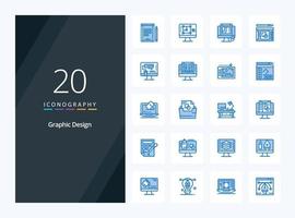 20 icône de couleur bleue de conception graphique pour la présentation vecteur