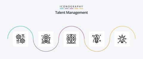 pack d'icônes ligne 5 de gestion des talents, y compris la solution. ampoule. idée. famille. groupe vecteur