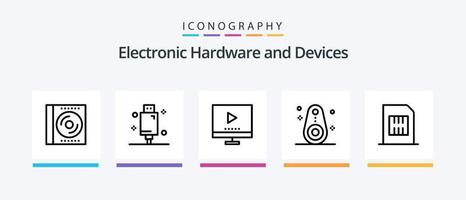pack d'icônes de la ligne 5 des appareils, y compris la photographie. numérique. équipement. dispositifs. technologie. conception d'icônes créatives vecteur