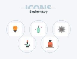 pack d'icônes plat biochimie 5 conception d'icônes. engrenage. pharmacie. bouteille. médecine. biochimie vecteur