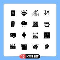 pack d'icônes vectorielles stock de 16 signes et symboles de ligne pour les maracas pop de table de maïs nuage éléments de conception vectoriels modifiables vecteur