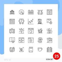 groupe de 25 lignes modernes définies pour les éléments de conception vectoriels modifiables du balai de nettoyage de la caméra de balayage de l'interface utilisateur vecteur