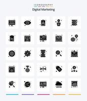 marketing numérique créatif pack d'icônes noir uni de 25 glyphes tels que des serveurs. investir. archive. grandir. dollar vecteur