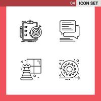 jeu de pictogrammes de 4 couleurs plates remplies simples d'objectifs bulle cible jeu de communication éléments de conception vectoriels modifiables vecteur